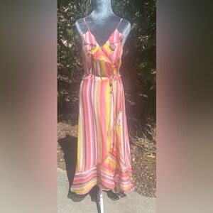 Striped Multicolor Wrap Dress